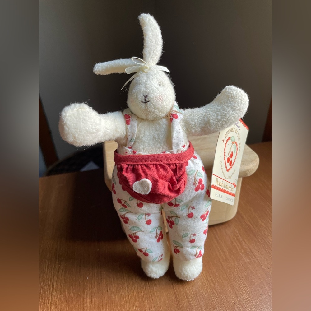 Hallmark Bunnies by the Bay Helpful Harriett Rabbit Plush w/ Cherry Overalls